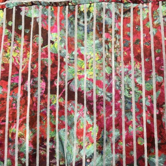 Soft Surroundings- Floral & Stripes Mixed Media Colorful Pleated Blouse- Size M - Picture 4 of 7